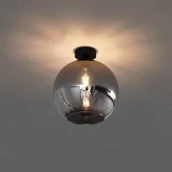 Art-Deco-Deckenleuchte schwarz mit Rauchglas - Sandra