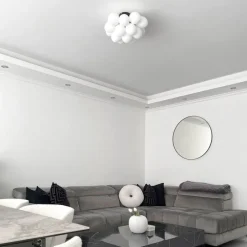 Art-Deco-Deckenleuchte schwarz mit Opalglas 4-flammig – Uvas