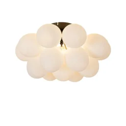 Art-Deco-Deckenleuchte schwarz mit Opalglas 4-flammig – Uvas