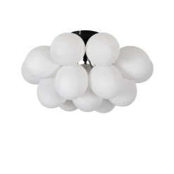 Art-Deco-Deckenleuchte schwarz mit Opalglas 4-flammig – Uvas