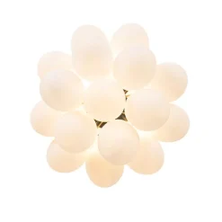 Art-Deco-Deckenleuchte schwarz mit Opalglas 4-flammig – Uvas