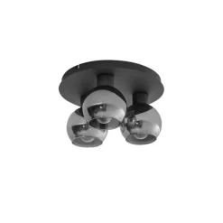 Art-Deco-Deckenleuchte schwarz mit Rauchglas 3-flammig - Vidro