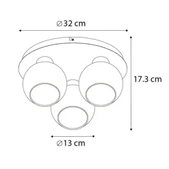 Art-Deco-Deckenleuchte schwarz mit Rauchglas 3-flammig - Vidro