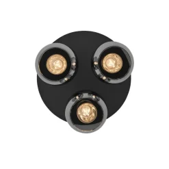 Art-Deco-Deckenleuchte schwarz mit Rauchglas 3-flammig - Vidro