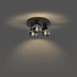 Art-Deco-Deckenleuchte schwarz mit Rauchglas 3-flammig - Vidro