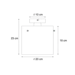 Art-Deco-Deckenleuchte schwarz mit Rauchglas - Laura