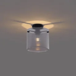 Art-Deco-Deckenleuchte schwarz mit Rauchglas - Laura