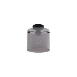 Art-Deco-Deckenleuchte schwarz mit Rauchglas - Laura