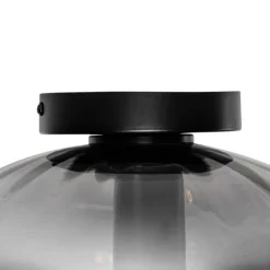 Art-Deco-Deckenleuchte schwarz mit Rauchglas - Ayesha