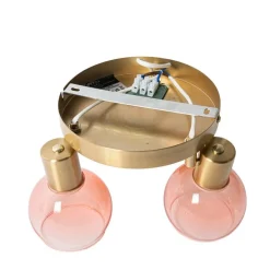 Art-Deco-Deckenstrahler Gold mit rosa Glas 3-flammig - Vidro