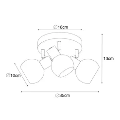 Art-Deco-Deckenstrahler Gold mit rosa Glas 3-flammig - Vidro