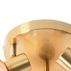 Art-Deco-Deckenstrahler Gold mit rosa Glas 3-flammig - Vidro