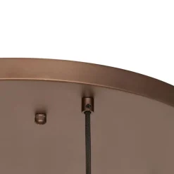 Art-Deco-Hängelampe aus Bronze mit bernsteinfarbenem Glas, rund, 7-flammig – Sandra