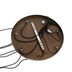 Art-Deco-Hängelampe aus Bronze mit bernsteinfarbenem Glas, rund, 7-flammig – Sandra