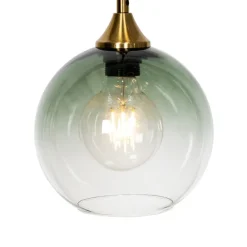 Art-Deco-Hängelampe aus Messing mit blauem Glas, rund, 7-flammig – Sandra