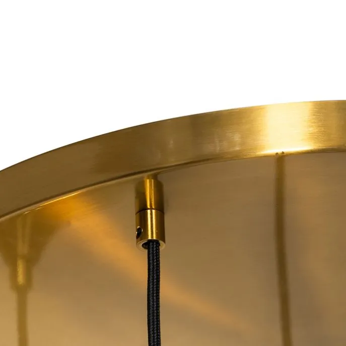 Art-Deco-Hängelampe aus Messing mit blauem Glas, rund, 7-flammig – Sandra