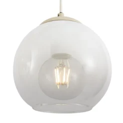 Art-Deco-Hängelampe beige mit weißem Glas 8-flammig - Sandra