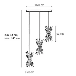 Art-Deco-Hängelampe Gold 3-flammig - Wesley