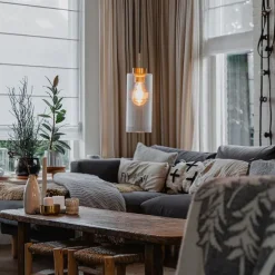 Art-Deco-Hängelampe Gold mit Glas - Laura