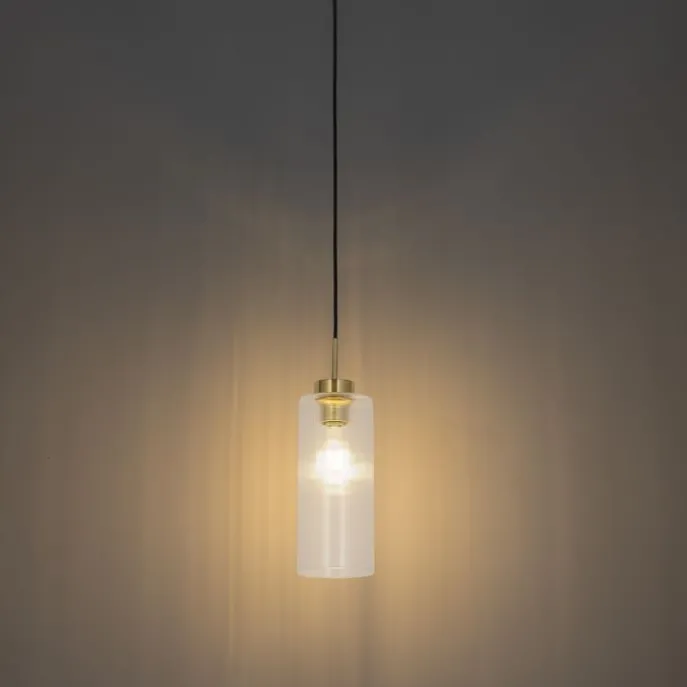 Art-Deco-Hängelampe Gold mit Glas - Laura