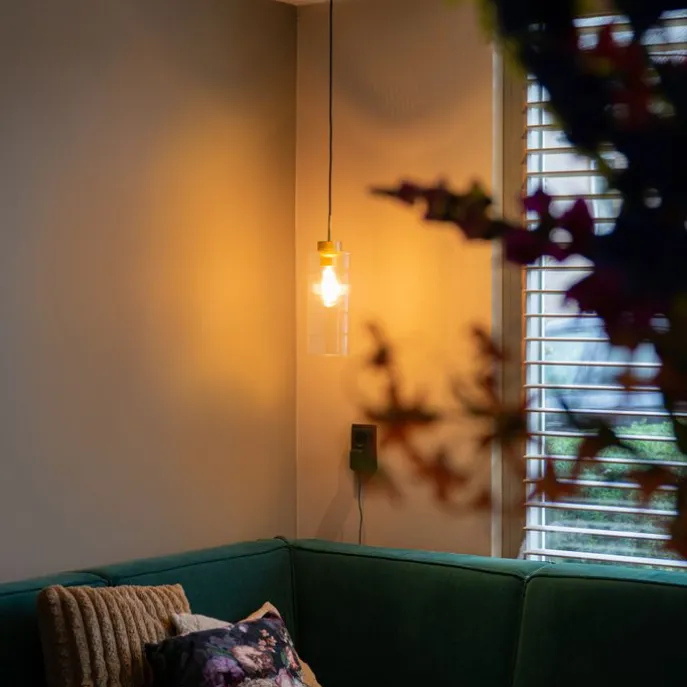 Art-Deco-Hängelampe Gold mit Glas - Laura