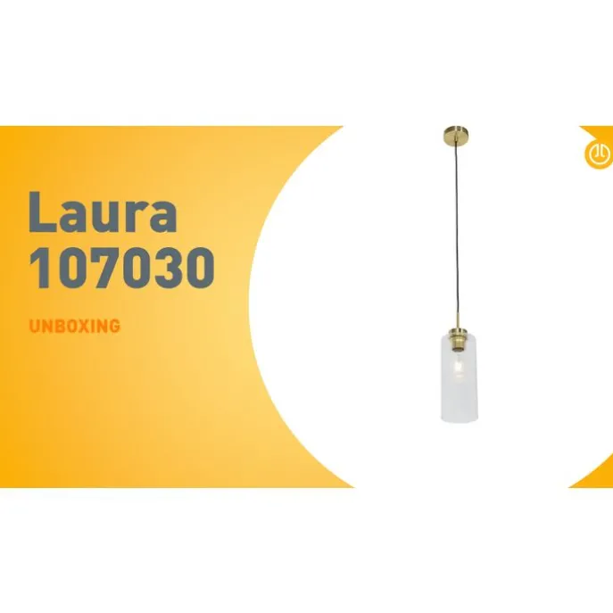 Art-Deco-Hängelampe Gold mit Glas - Laura