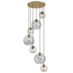 Art-Deco-Hängelampe Gold mit Regenbogen-Glas 7-flammig - Sandra