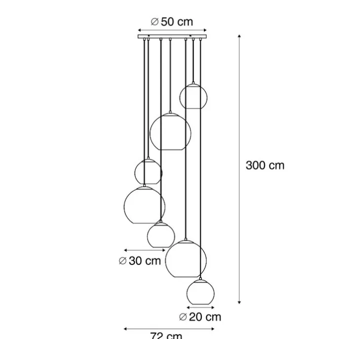 Art-Deco-Hängelampe Gold mit Regenbogen-Glas 7-flammig - Sandra