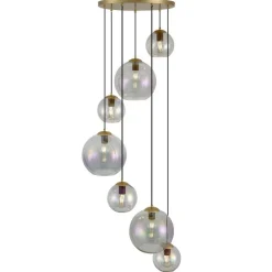 Art-Deco-Hängelampe Gold mit Regenbogen-Glas 7-flammig - Sandra