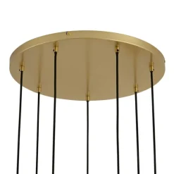 Art-Deco-Hängelampe Gold mit Regenbogen-Glas 7-flammig - Sandra