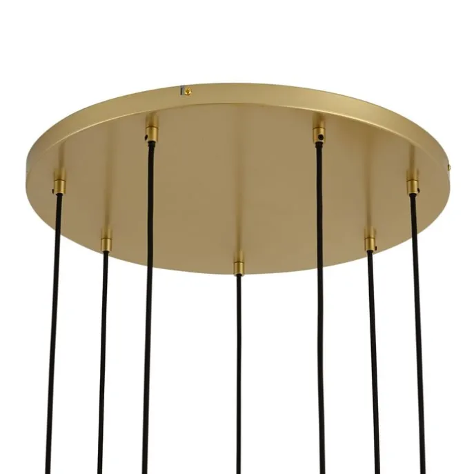 Art-Deco-Hängelampe Gold mit Regenbogen-Glas 7-flammig - Sandra