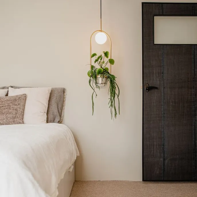 Art-Deco-Hängelampe Gold mit weißem Glas - Isabella