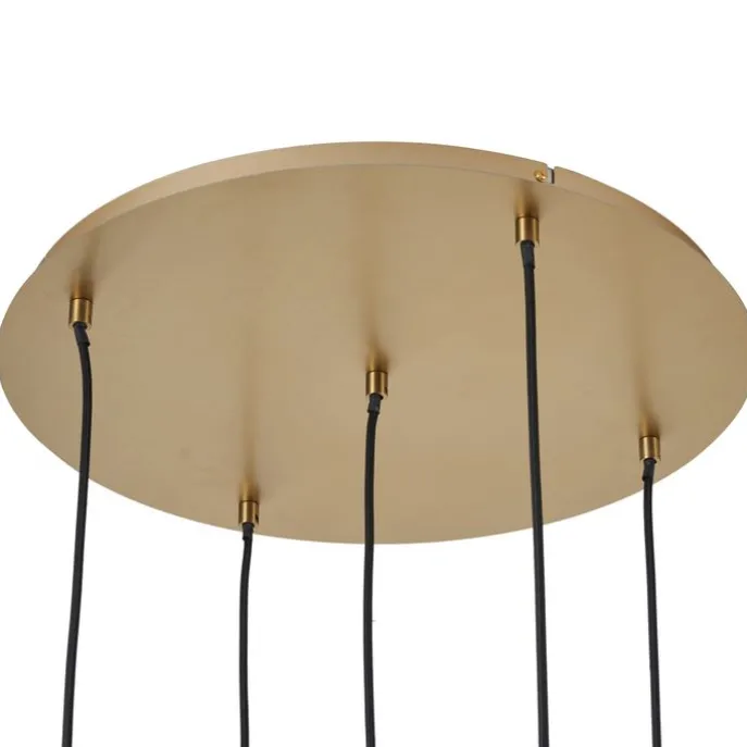 Art-Deco-Hängelampe Gold mit Opalglas 5-flammig - Yani