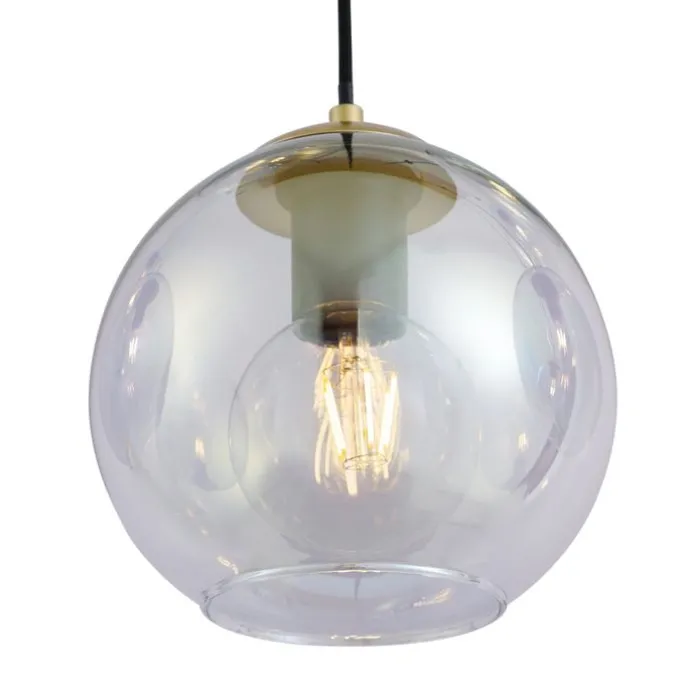 Art-Deco-Hängelampe Gold mit Regenbogen-Glas 8-flammig - Sandra