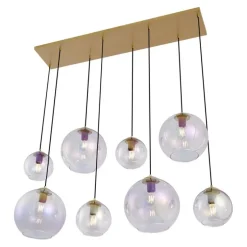 Art-Deco-Hängelampe Gold mit Regenbogen-Glas 8-flammig - Sandra