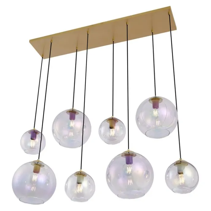 Art-Deco-Hängelampe Gold mit Regenbogen-Glas 8-flammig - Sandra