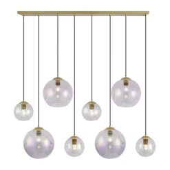 Art-Deco-Hängelampe Gold mit Regenbogen-Glas 8-flammig - Sandra