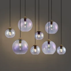 Art-Deco-Hängelampe Gold mit Regenbogen-Glas 8-flammig - Sandra