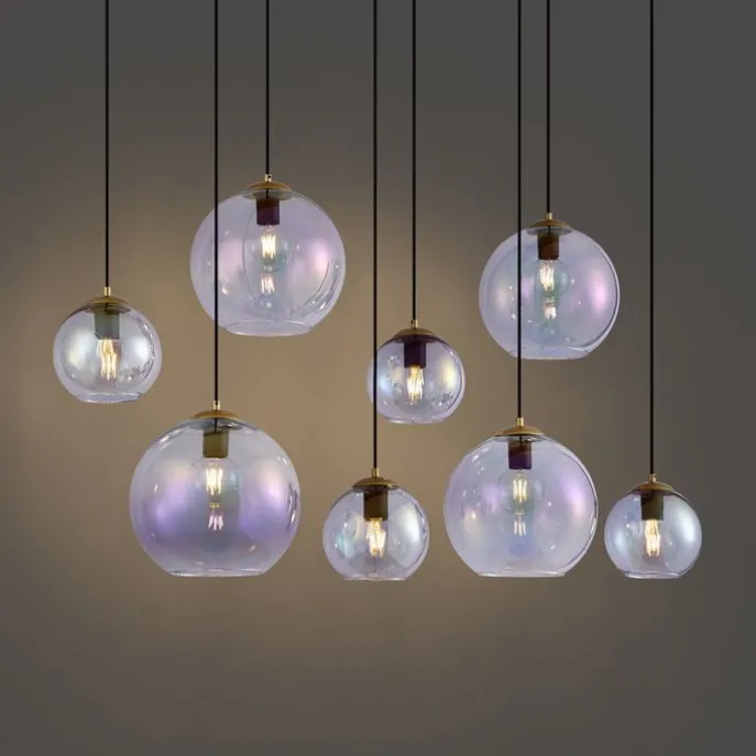 Art-Deco-Hängelampe Gold mit Regenbogen-Glas 8-flammig - Sandra