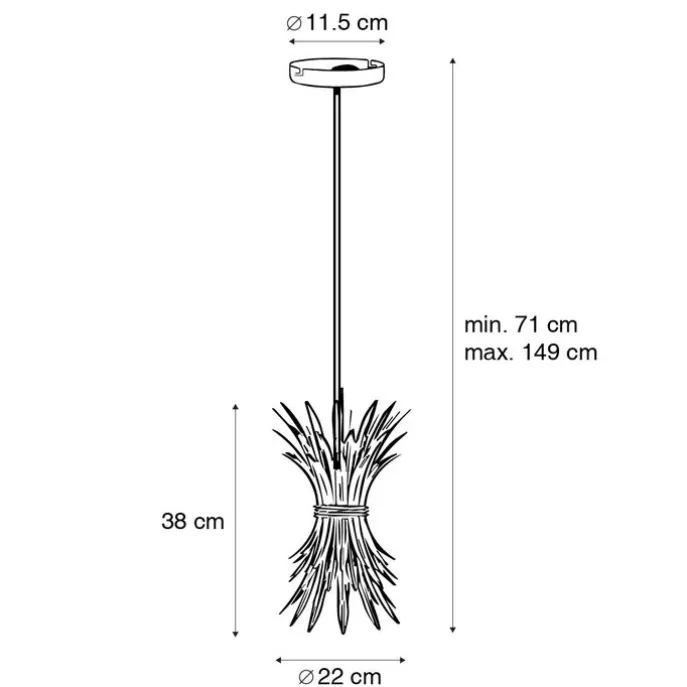 Art-Deco-Hängelampe Gold mit Schwarz - Wesley