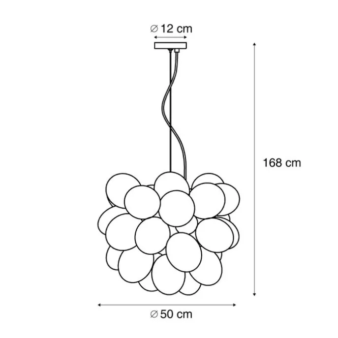 Art-Deco-Hängelampe Gold mit Regenbogen-Glas 50cm 8-flammig - Uvas