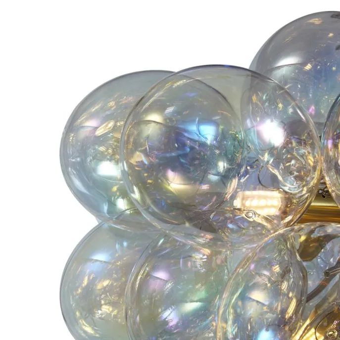 Art-Deco-Hängelampe Gold mit Regenbogen-Glas 50cm 8-flammig - Uvas