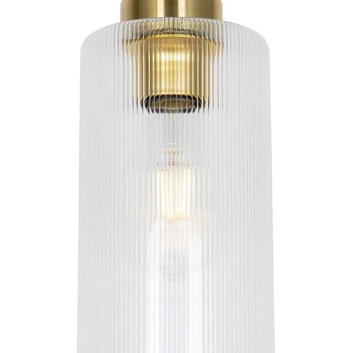 Art-Deco-Hängelampe Gold mit Glas 4-flammig - Laura