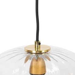 Art-Deco-Hängelampe Gold mit Glas rund 3-flammig – Ayesha