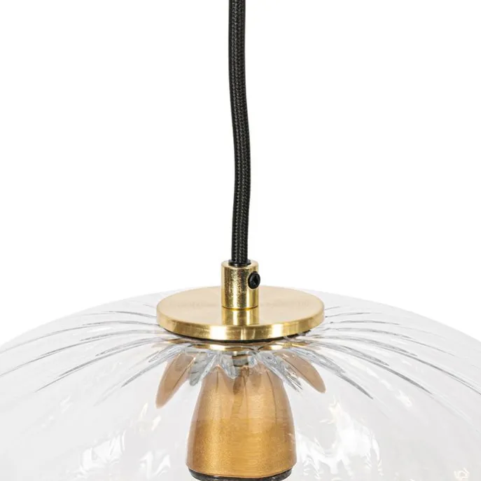 Art-Deco-Hängelampe Gold mit Glas rund 3-flammig – Ayesha