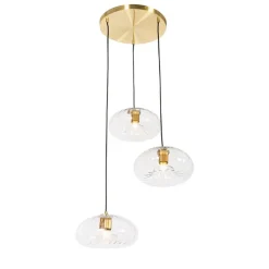 Art-Deco-Hängelampe Gold mit Glas rund 3-flammig – Ayesha