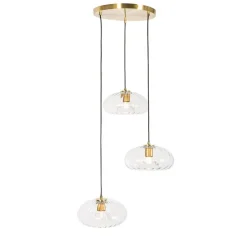 Art-Deco-Hängelampe Gold mit Glas rund 3-flammig – Ayesha