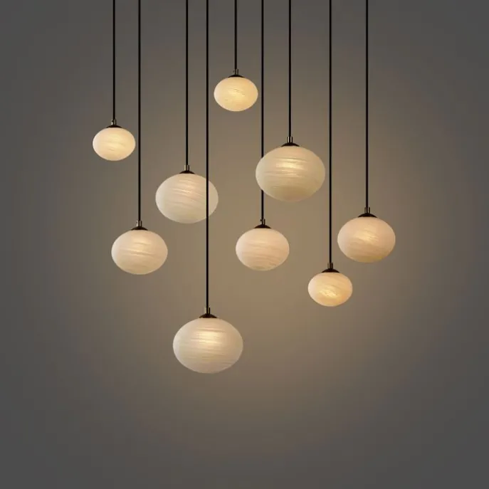 Art-Deco-Hängelampe Gold mit Opalglas 9-flammig - Yani