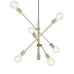 Art-Deco-Hängelampe Messing matt 6-flammig - Sydney