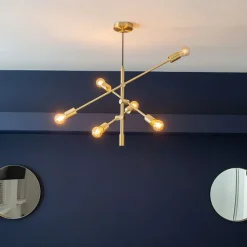 Art-Deco-Hängelampe Messing matt 6-flammig - Sydney